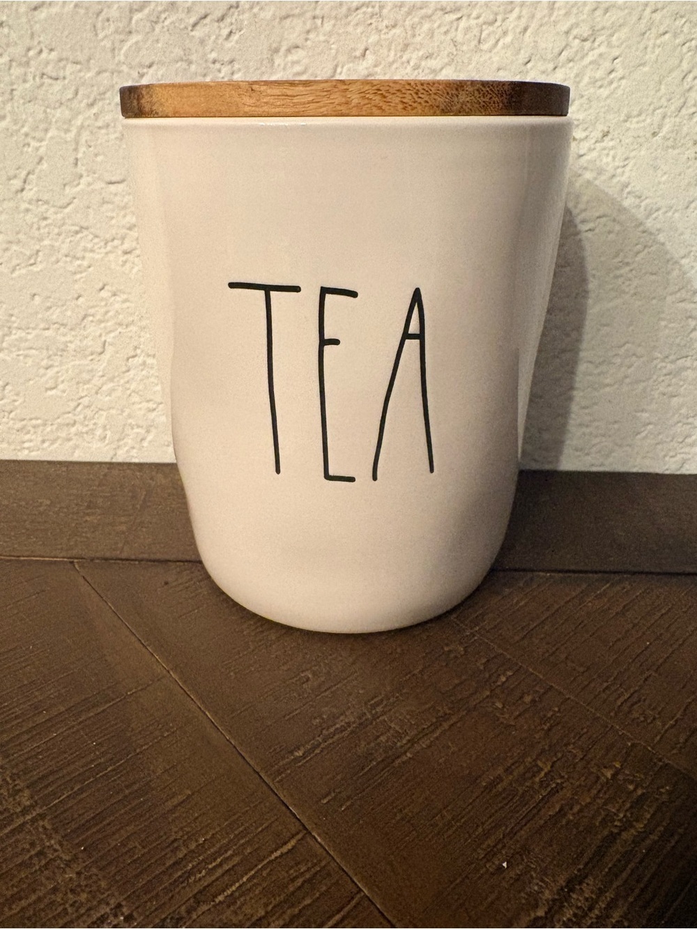 Rae Dunn White Ceramic Canister with Black Lettering